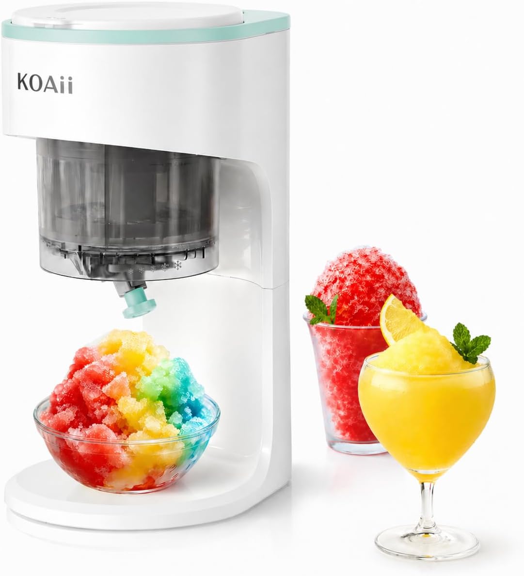 Snow Cone Machine, Electric Shaved Ice Maker with 5 Reusable Ice Mold Cups, Countertop Ice Shaver Machine for Kids & Family, Adjustable Texture for Slushies, Frozen Drinks & Parties