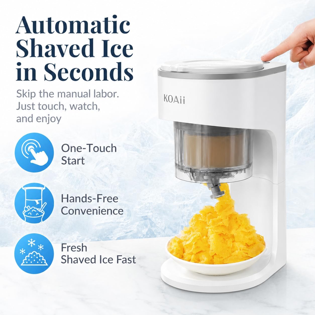 Machine à granita, machine électrique à glace pilée avec 5 moules à glaçons réutilisables, machine à glace pour comptoir pour enfants et famille, texture réglable pour granités, boissons glacées et fêtes