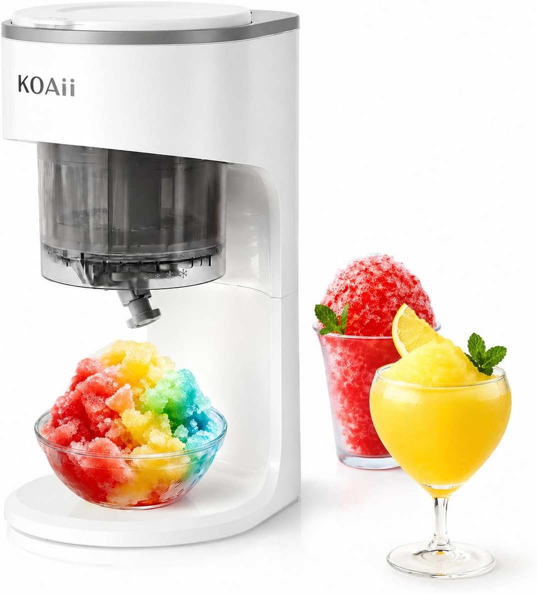 Machine à granita, machine électrique à glace pilée avec 5 moules à glaçons réutilisables, machine à glace pour comptoir pour enfants et famille, texture réglable pour granités, boissons glacées et fêtes