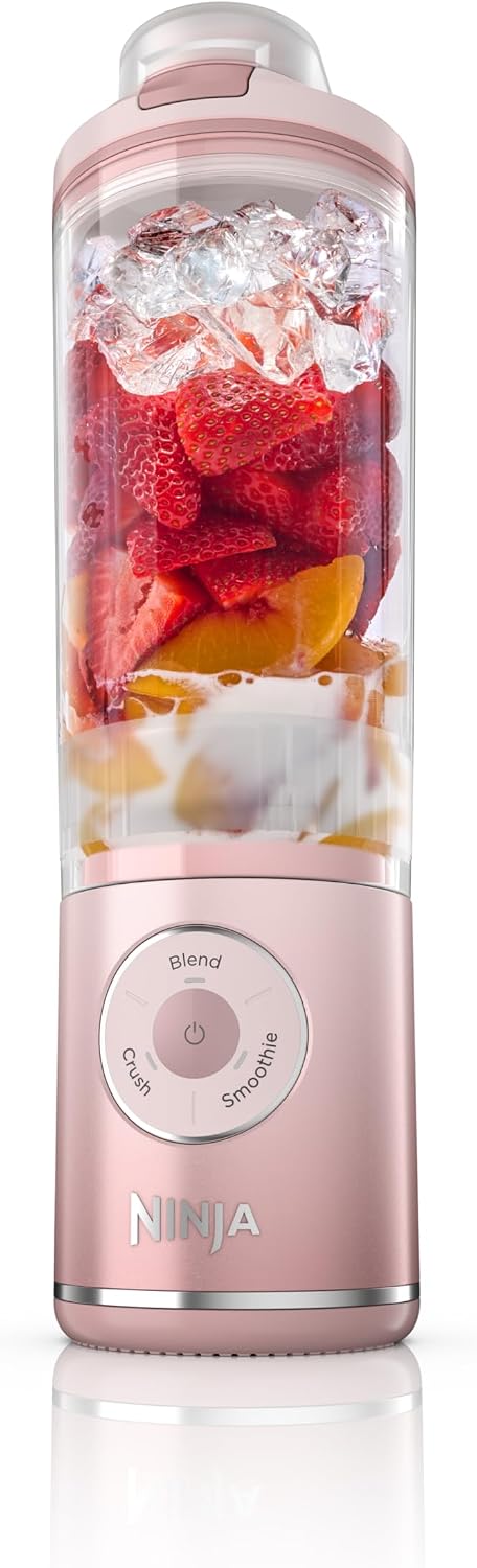 Ninja Blast Max, Mixeur portable + Twist & Go, Pour smoothies individuels, Mixe, Pile la glace, 3 programmes, Sans fil, Récipient amovible de 650 ml, Compatible lave-vaisselle, Anti-fuite, Bleu marine, BC251NV