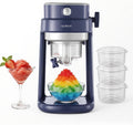 Machine à Barbotine pour la Maison, Machine à Glaçons Pilés Électrique à Commande Unique avec Réglage de la Lame pour Granités, Bingsu, Desserts Glacés, Broyage Rapide, 3 Moules à Glaçons Inclus (Bleu)