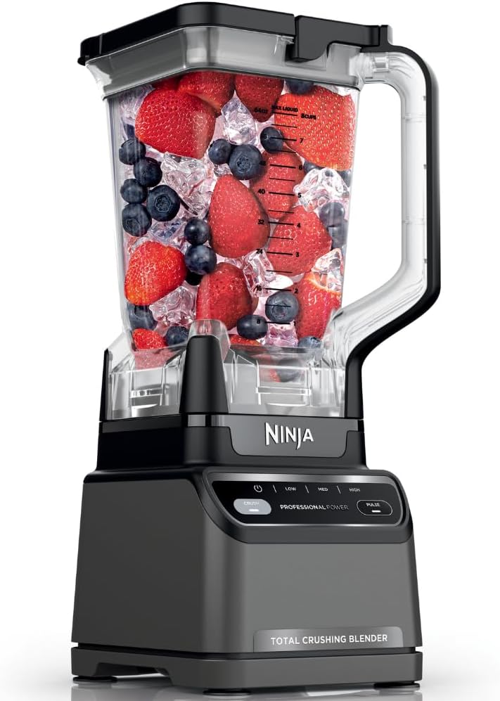 Mixeur Professionnel Ninja 2.0 | Pour Smoothies, Boissons, Broyeur, Broyeur à Glace | Technologie Total Crushing, Programme Auto-iQ, Puissance 1200W, Pichet XL 2,1 L | Gris Foncé | BR201AMZ