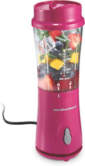 Mixeur portable Hamilton Beach pour smoothies avec bocal de voyage de 41 cl | Bocal et couvercle sans BPA | Lames durables en acier inoxydable | Puissance de crête de 300 Watts | Mixeur personnel à smoothies | Framboise | 51131G