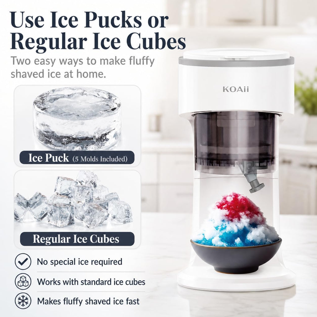 Machine à granita, machine électrique à glace pilée avec 5 moules à glaçons réutilisables, machine à glace pour comptoir pour enfants et famille, texture réglable pour granités, boissons glacées et fêtes