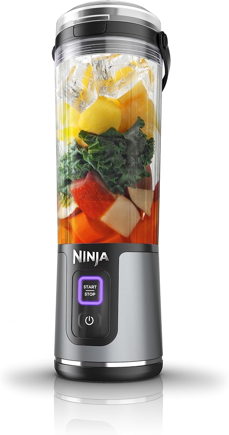 Mélangeur portatif Ninja BC151CR Blast, sans fil, bol de 530 ml, mélangeur personnel pour boissons frappées et smoothies, sans BPA, couvercle antifuite et bec verseur, rechargeable par USB-C, pièces lavables au lave-vaisselle, rouge canneberge