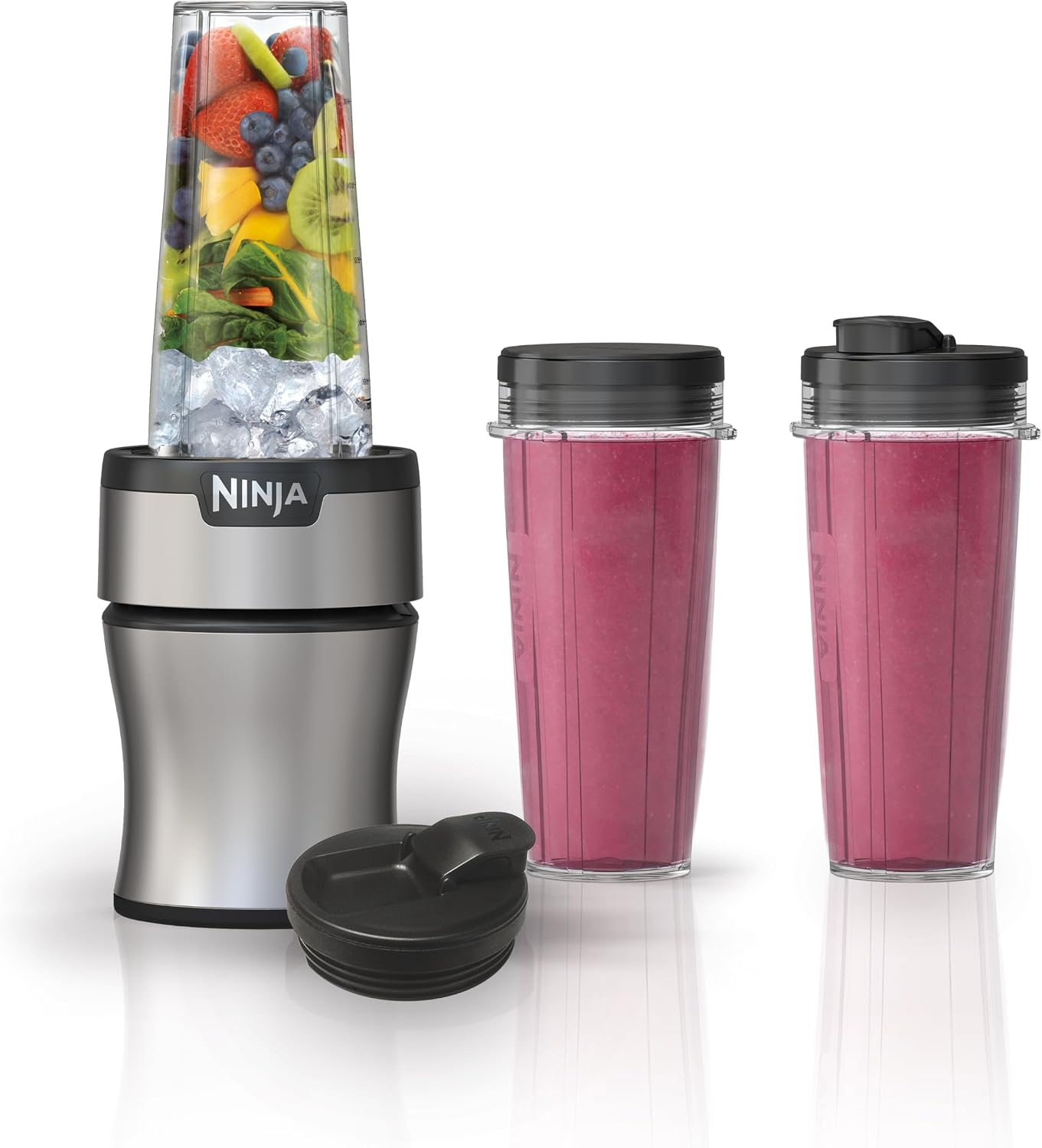 Ninja Fit Compact Personal Blender | For Smoothies, Shakes & Frozen Drinks | (2) 16-oz. To-Go Cups with Spout Lids | 700-Watt Countertop | Black | QB3001SS