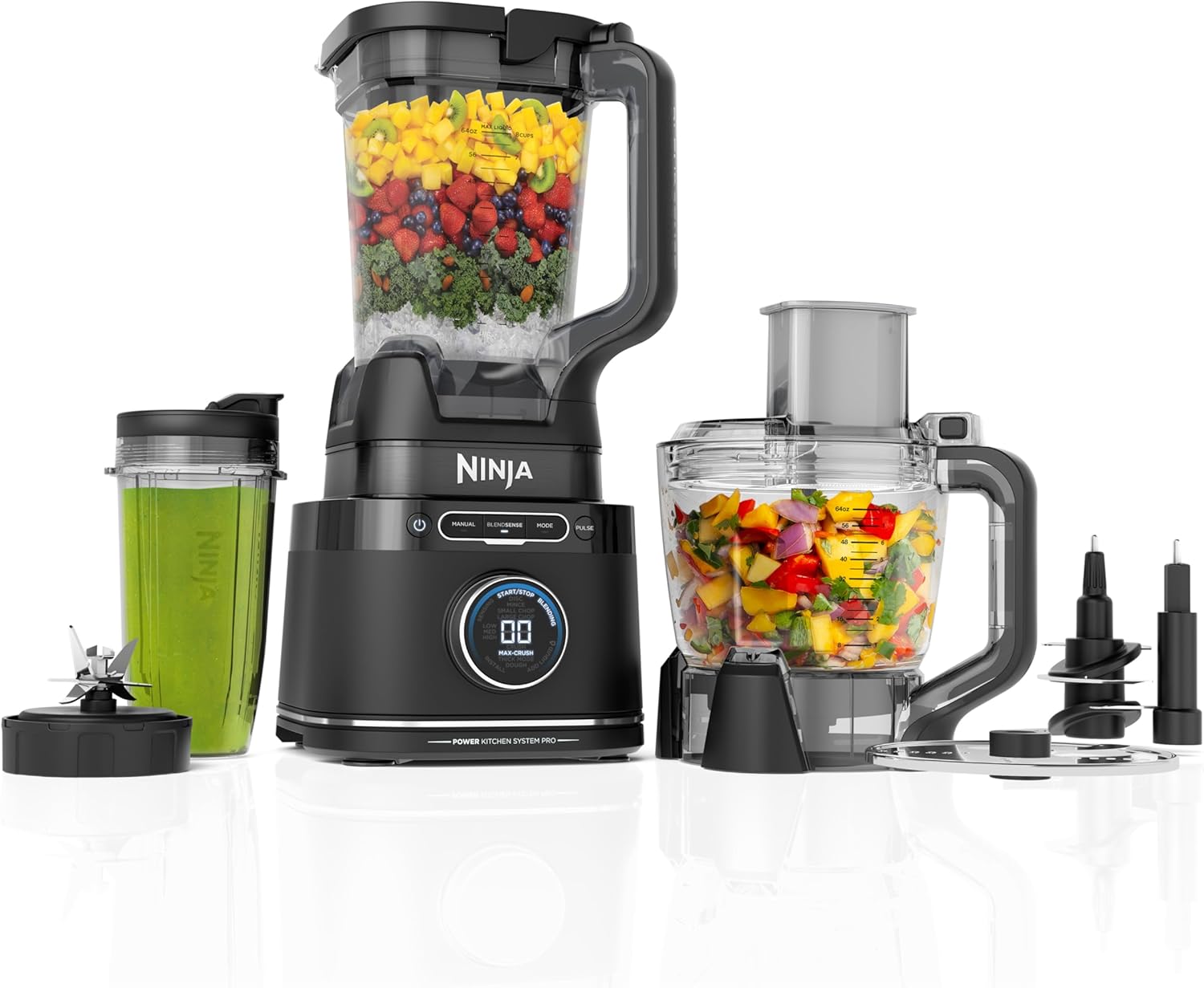 Ninja Full Size Blender I All-in-One | Best for Smoothies, Frozen Drinks, Shakes, Veggie Chopper & More | BlendSense Technology I 72 oz. Pitcher | 1800 Peak Watt | Silver | TB201