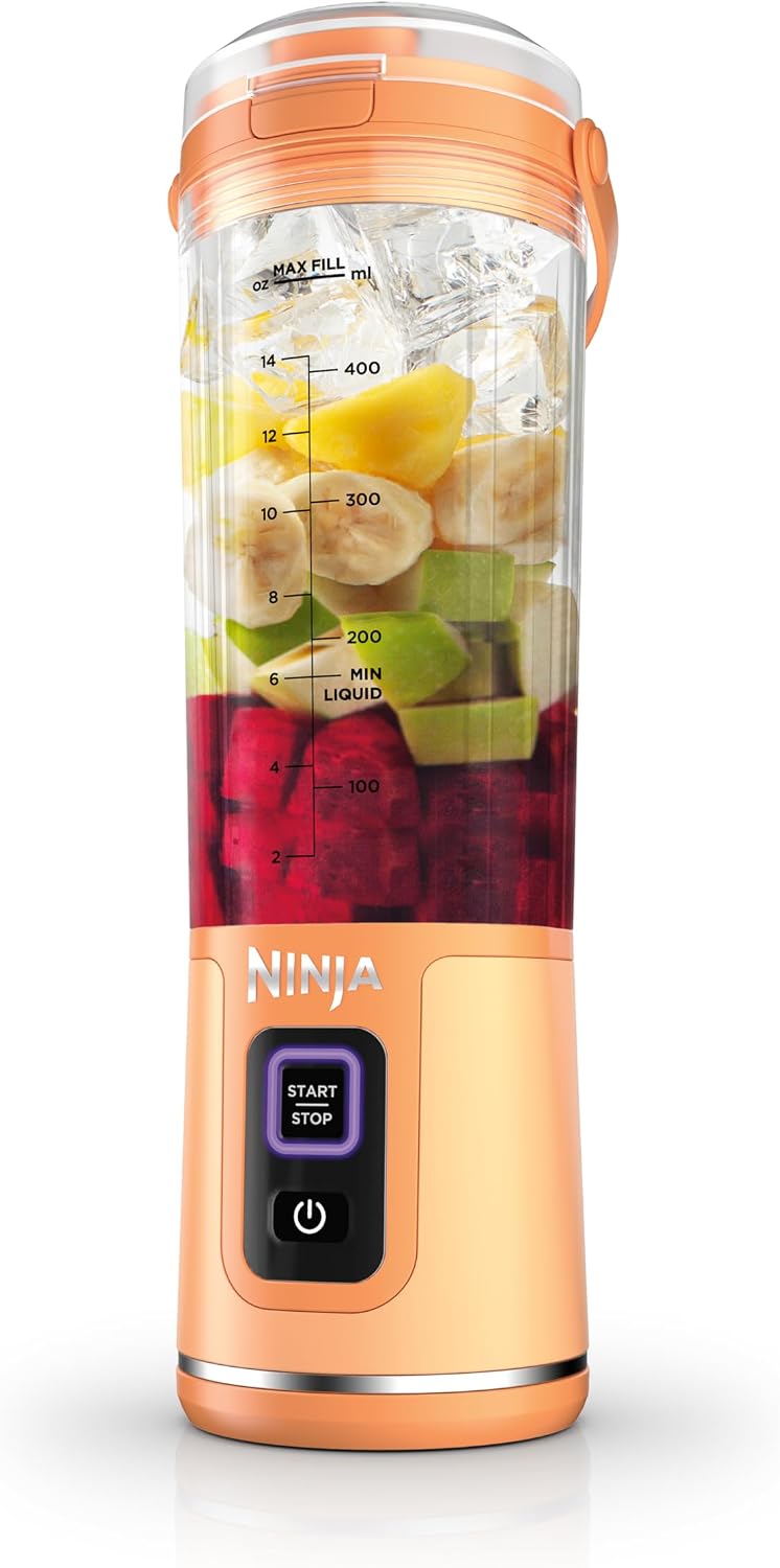Mélangeur portatif Ninja BC151CR Blast, sans fil, bol de 530 ml, mélangeur personnel pour boissons frappées et smoothies, sans BPA, couvercle antifuite et bec verseur, rechargeable par USB-C, pièces lavables au lave-vaisselle, rouge canneberge