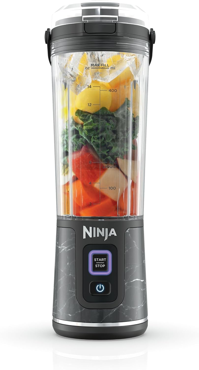 Mélangeur portatif Ninja BC151CR Blast, sans fil, bol de 530 ml, mélangeur personnel pour boissons frappées et smoothies, sans BPA, couvercle antifuite et bec verseur, rechargeable par USB-C, pièces lavables au lave-vaisselle, rouge canneberge