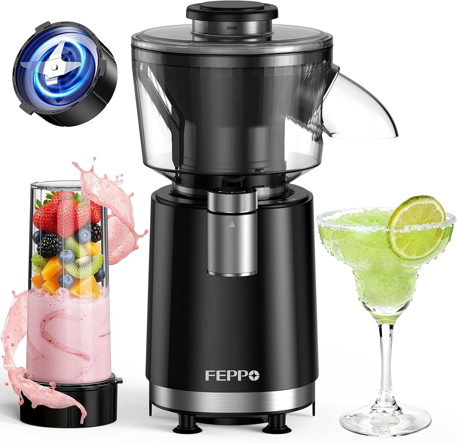 Machine à Granités et Smoothies FEPPO 2 en 1, Machine à Glace Pilée Puissante 700W, Machine à Margarita Glacée avec Lame en Acier Inoxydable, Livre de Recettes de Smoothies, pour Fêtes à la Maison et dans la Cuisine