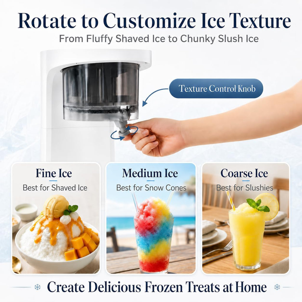 Machine à granita, machine électrique à glace pilée avec 5 moules à glaçons réutilisables, machine à glace pour comptoir pour enfants et famille, texture réglable pour granités, boissons glacées et fêtes