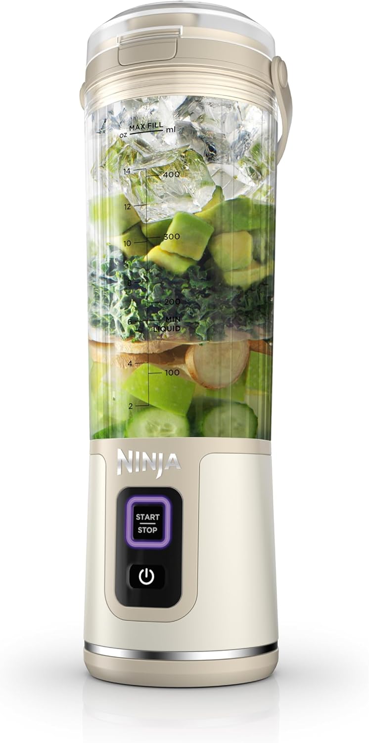 Mélangeur portatif Ninja BC151CR Blast, sans fil, bol de 530 ml, mélangeur personnel pour boissons frappées et smoothies, sans BPA, couvercle antifuite et bec verseur, rechargeable par USB-C, pièces lavables au lave-vaisselle, rouge canneberge