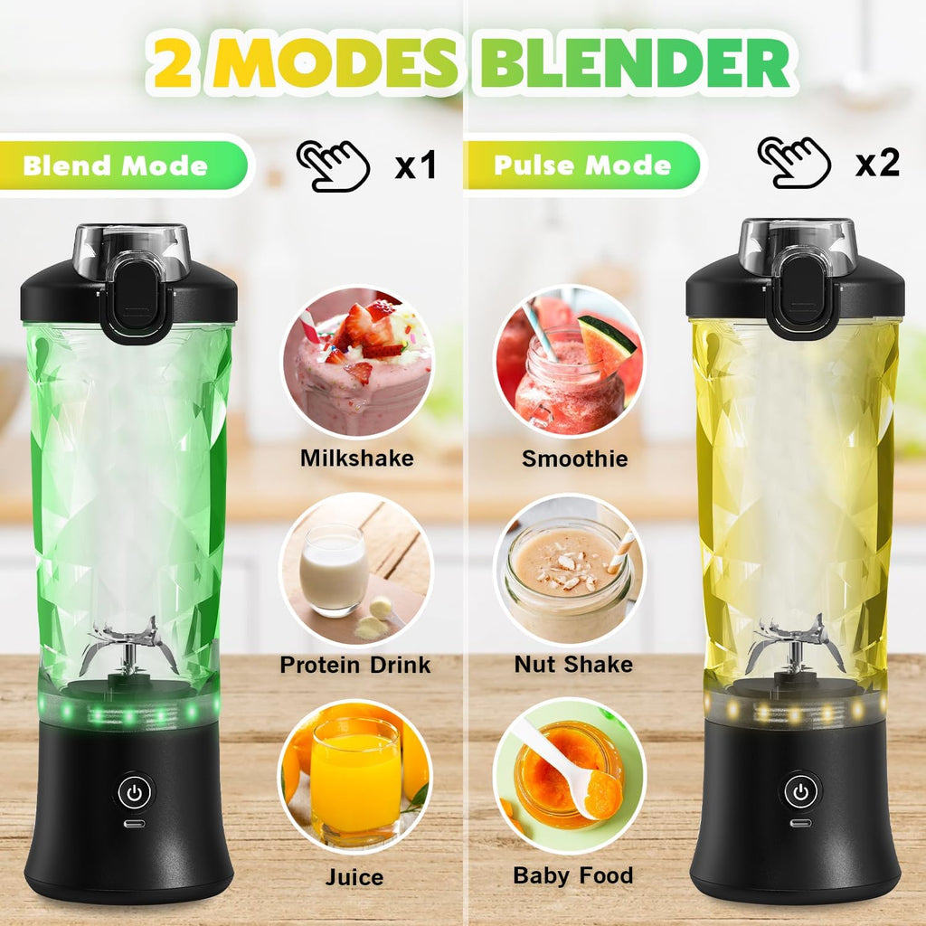 Mixeur portable personnel pour milkshakes et smoothies avec manchon isolant | Bouteille shaker électrique à protéines de 590 ml, couvercle de voyage, rechargeable USB-C, mini-mixeur sans fil pour cuisine, voyage, salle de sport