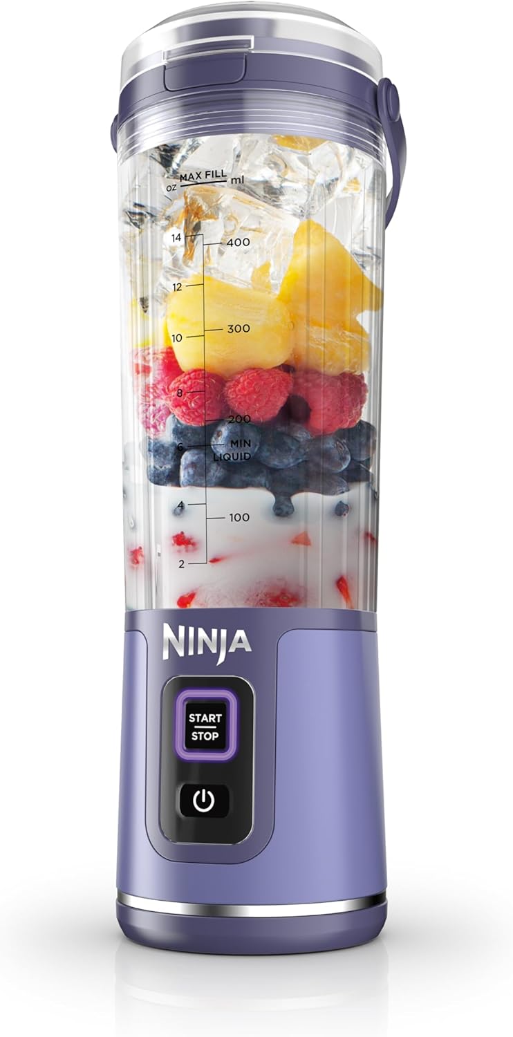 Mélangeur portatif Ninja BC151CR Blast, sans fil, bol de 530 ml, mélangeur personnel pour boissons frappées et smoothies, sans BPA, couvercle antifuite et bec verseur, rechargeable par USB-C, pièces lavables au lave-vaisselle, rouge canneberge