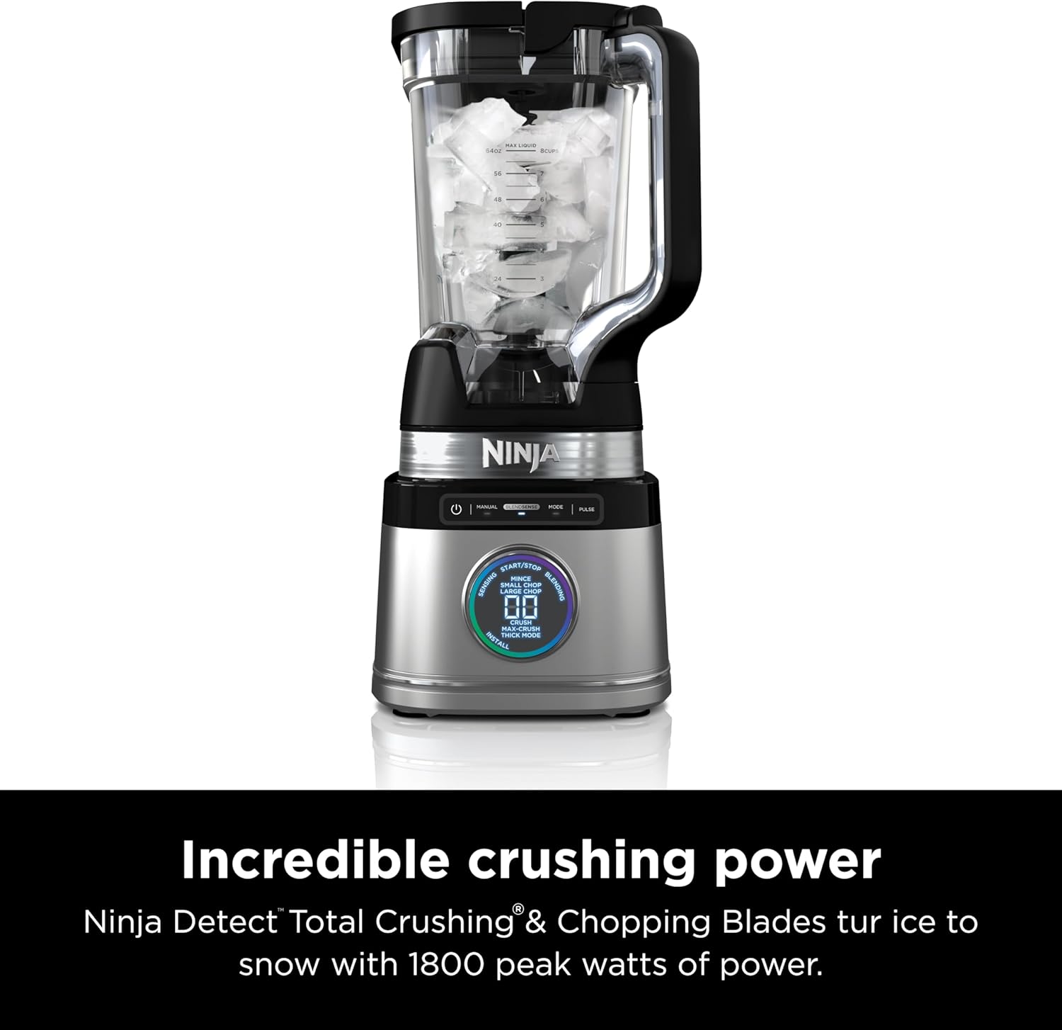 Mélangeur pleine grandeur Ninja tout-en-un | Idéal pour les smoothies, les boissons glacées, les laits frappés, les hachoirs à légumes et plus encore | Technologie BlendSense | Pichet de 72 oz. | Puissance de pointe de 1800 watts | Argent | TB201