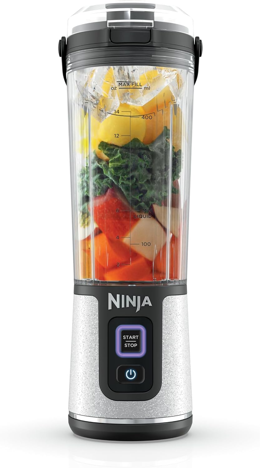 Mélangeur portatif Ninja BC151CR Blast, sans fil, bol de 530 ml, mélangeur personnel pour boissons frappées et smoothies, sans BPA, couvercle antifuite et bec verseur, rechargeable par USB-C, pièces lavables au lave-vaisselle, rouge canneberge