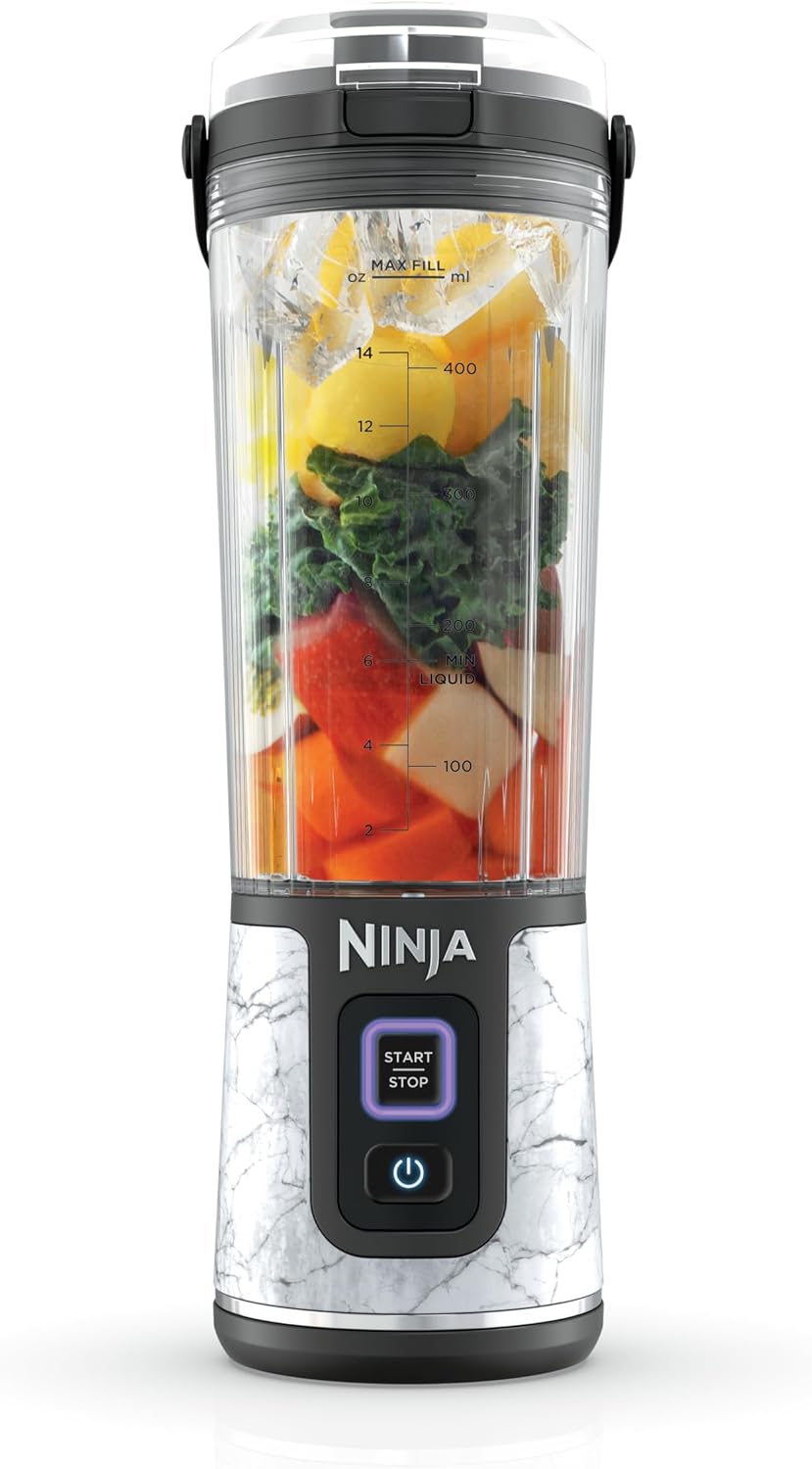 Mélangeur portatif Ninja BC151CR Blast, sans fil, bol de 530 ml, mélangeur personnel pour boissons frappées et smoothies, sans BPA, couvercle antifuite et bec verseur, rechargeable par USB-C, pièces lavables au lave-vaisselle, rouge canneberge