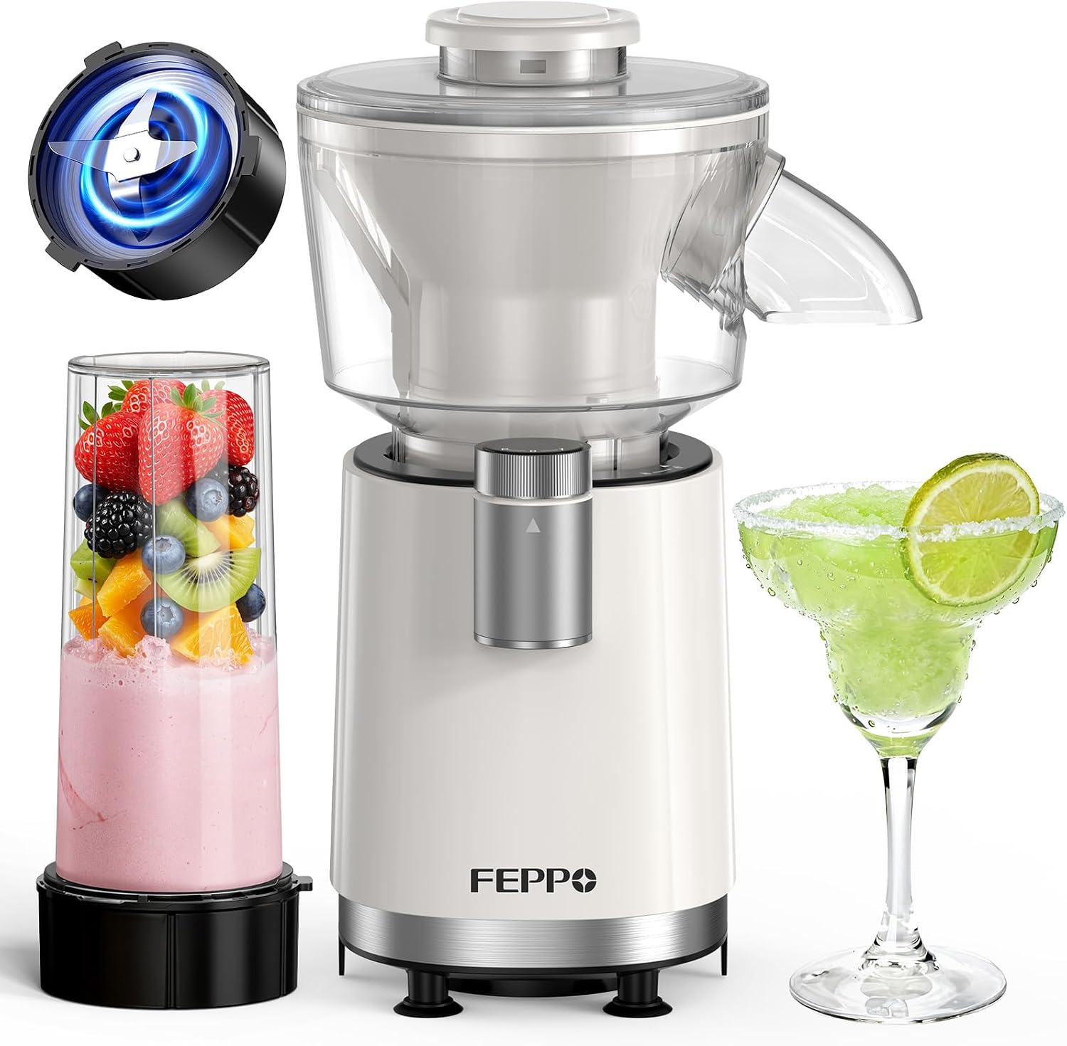 Machine à Granités et Smoothies FEPPO 2 en 1, Machine à Glace Pilée Puissante 700W, Machine à Margarita Glacée avec Lame en Acier Inoxydable, Livre de Recettes de Smoothies, pour Fêtes à la Maison et dans la Cuisine