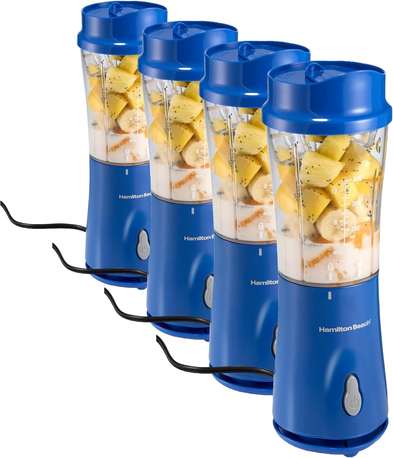 Mixeur portable Hamilton Beach pour smoothies avec bocal de voyage de 41 cl | Bocal et couvercle sans BPA | Lames durables en acier inoxydable | Puissance de crête de 300 Watts | Mixeur personnel à smoothies | Framboise | 51131G