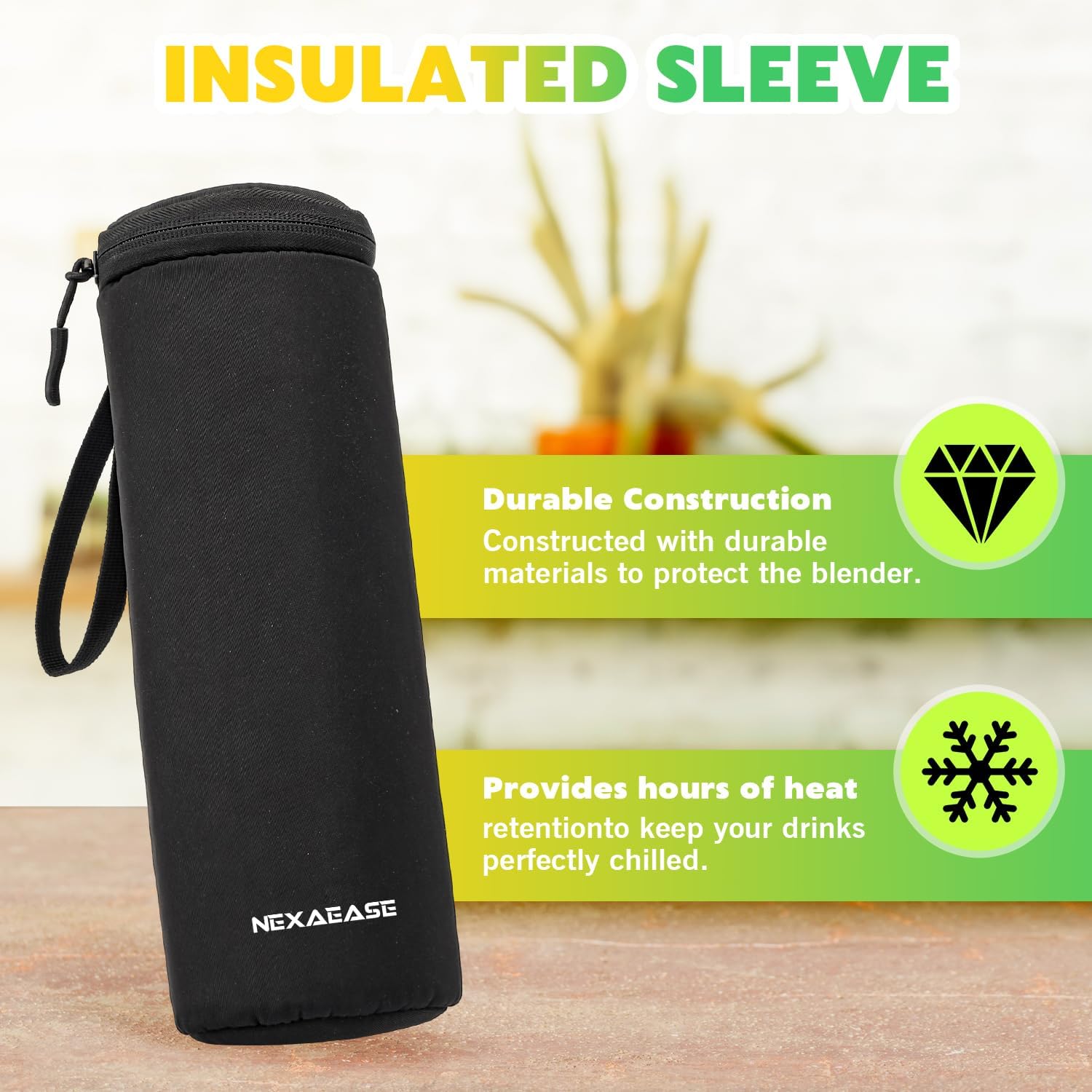 Mixeur portable personnel pour milkshakes et smoothies avec manchon isolant | Bouteille shaker électrique à protéines de 590 ml, couvercle de voyage, rechargeable USB-C, mini-mixeur sans fil pour cuisine, voyage, salle de sport