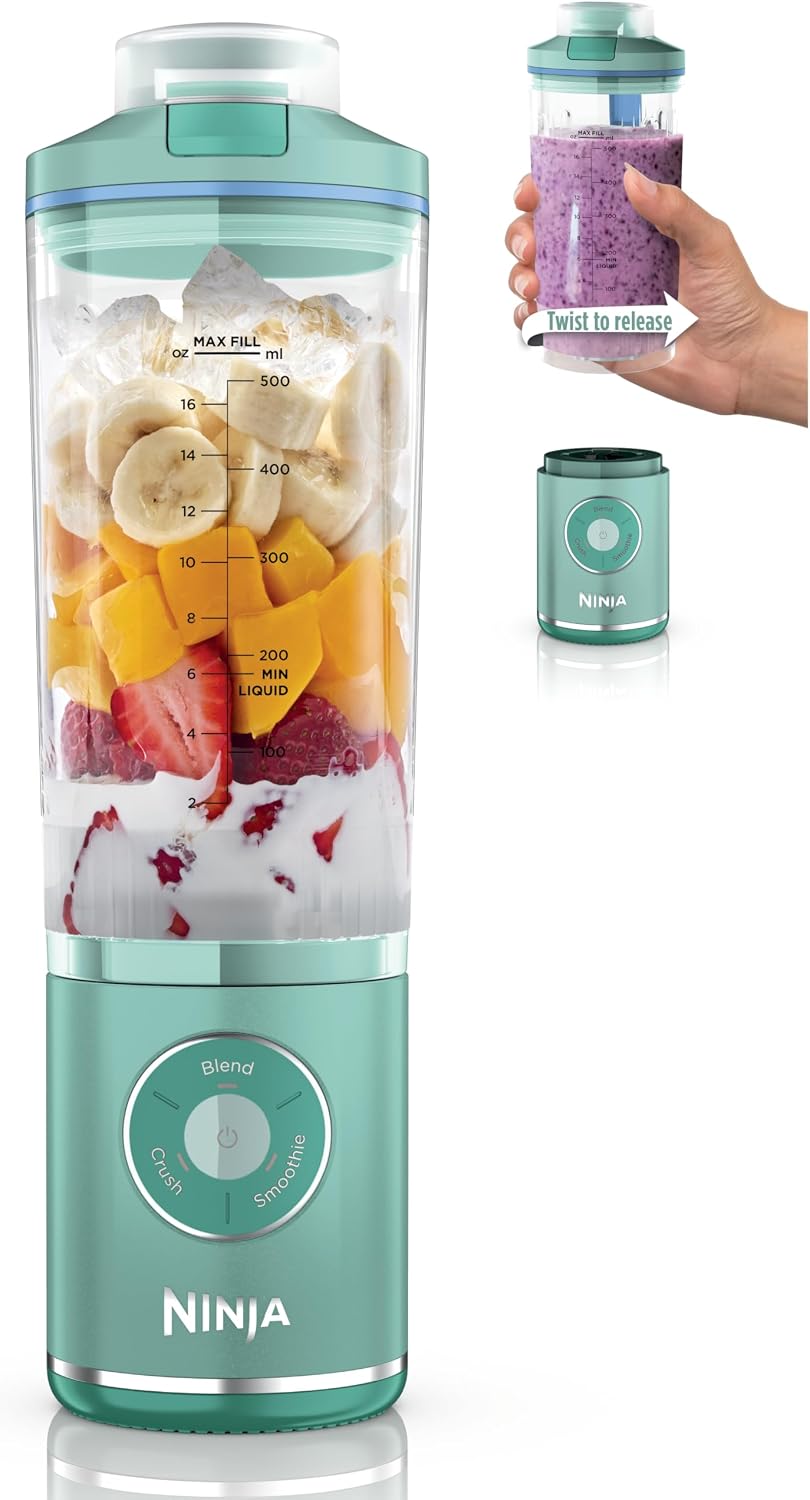Ninja Blast Max, Portable Blender + Twist & Go, Personal Smoothie, Blend, Ice Crush, 3 Programs, Cordless, 22 oz removable Vessel, Dishwasher Safe, Leakproof, Navy, BC251NV