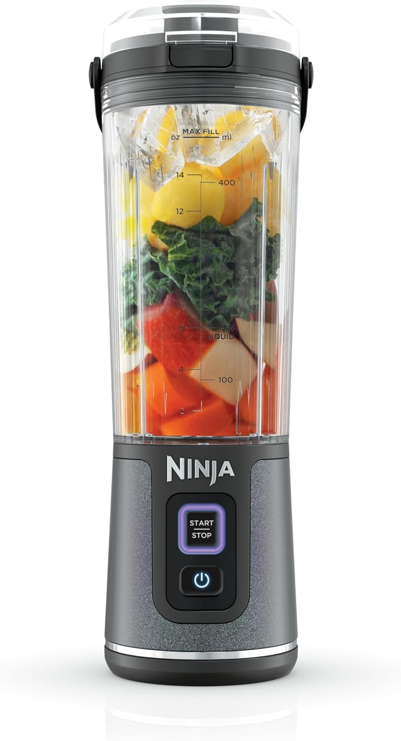 Mélangeur portatif Ninja BC151CR Blast, sans fil, bol de 530 ml, mélangeur personnel pour boissons frappées et smoothies, sans BPA, couvercle antifuite et bec verseur, rechargeable par USB-C, pièces lavables au lave-vaisselle, rouge canneberge