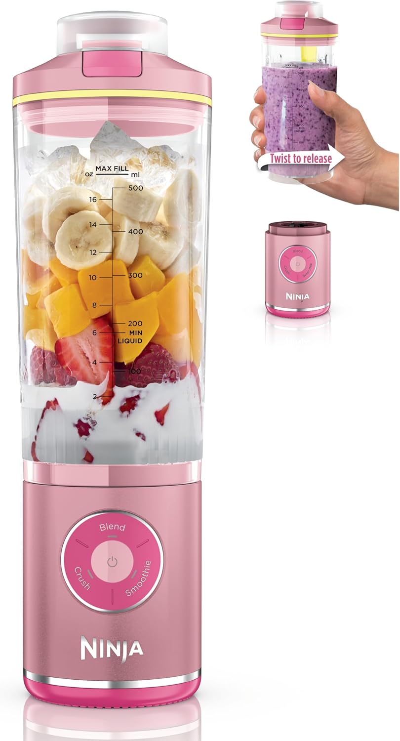 Ninja Blast Max, Portable Blender + Twist & Go, Personal Smoothie, Blend, Ice Crush, 3 Programs, Cordless, 22 oz removable Vessel, Dishwasher Safe, Leakproof, Navy, BC251NV