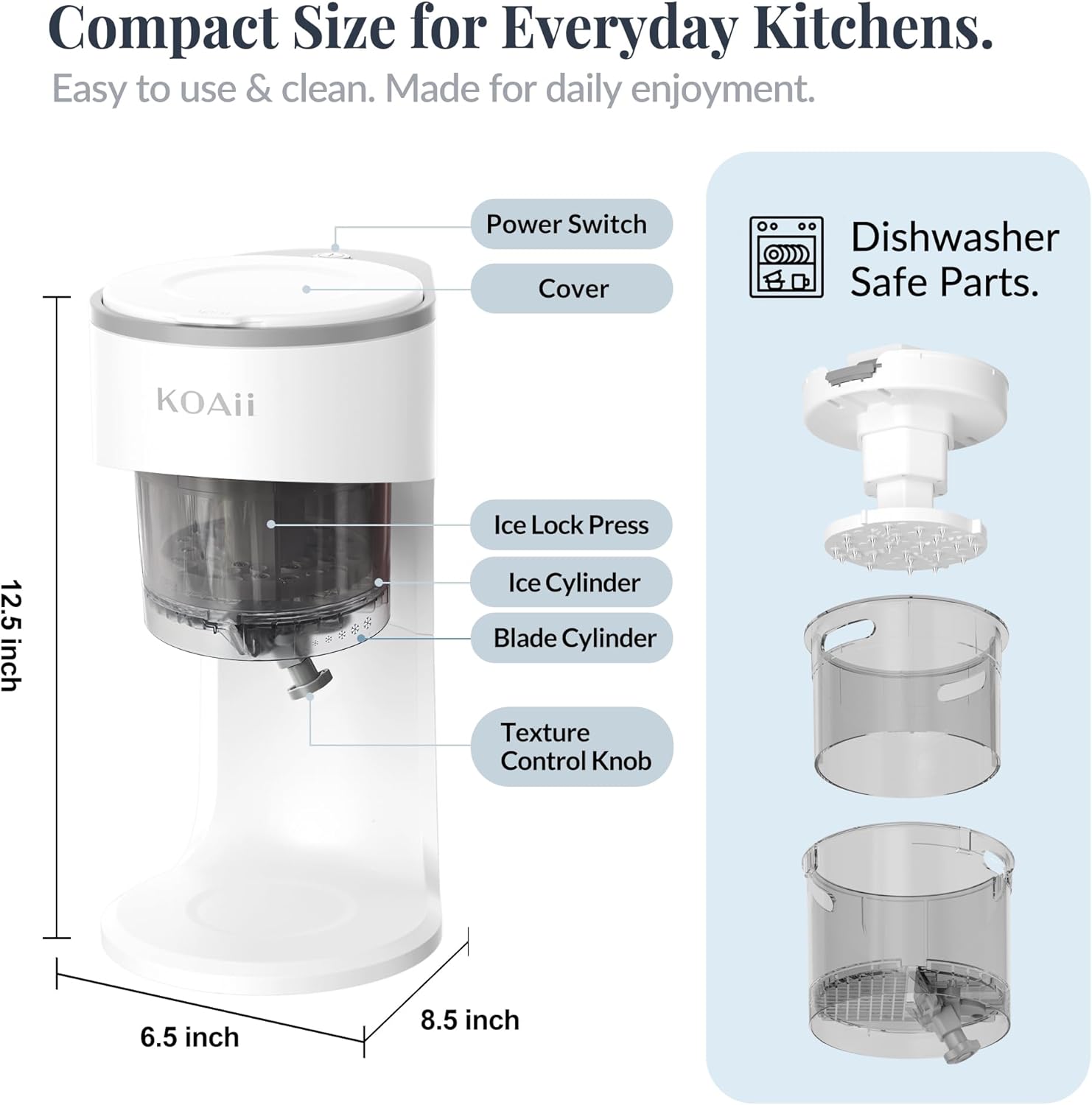 Machine à granita, machine électrique à glace pilée avec 5 moules à glaçons réutilisables, machine à glace pour comptoir pour enfants et famille, texture réglable pour granités, boissons glacées et fêtes