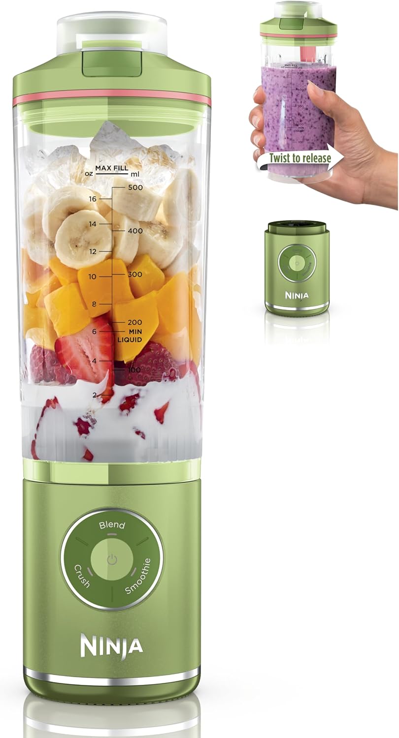 Ninja Blast Max, Portable Blender + Twist & Go, Personal Smoothie, Blend, Ice Crush, 3 Programs, Cordless, 22 oz removable Vessel, Dishwasher Safe, Leakproof, Navy, BC251NV
