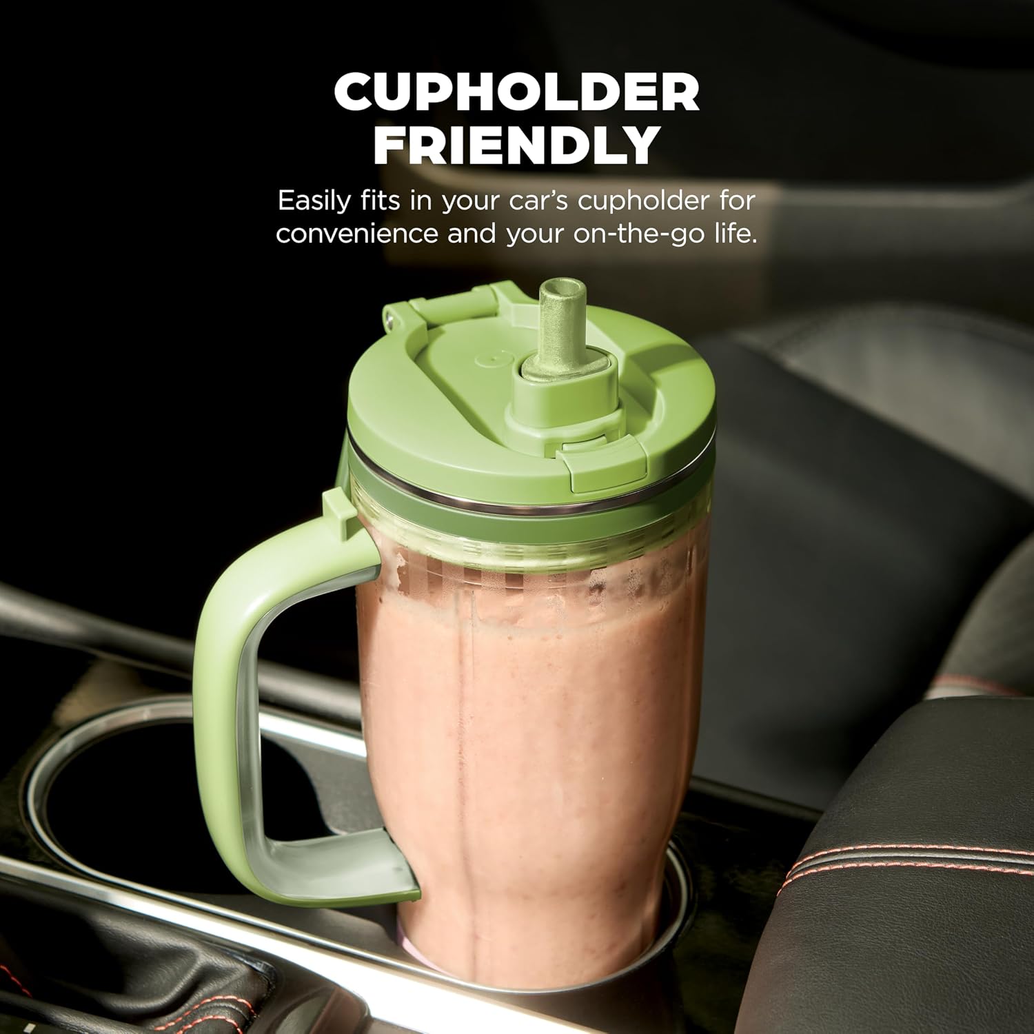 Ninja Blendboss™ | Mixeur personnel pour smoothies et boissons glacées | Gobelet de voyage de 769 ml avec couvercle étanche, bec verseur et paille détachable | Technologie Auto-iQ | Pastèque Bubble Gum | DB351GN