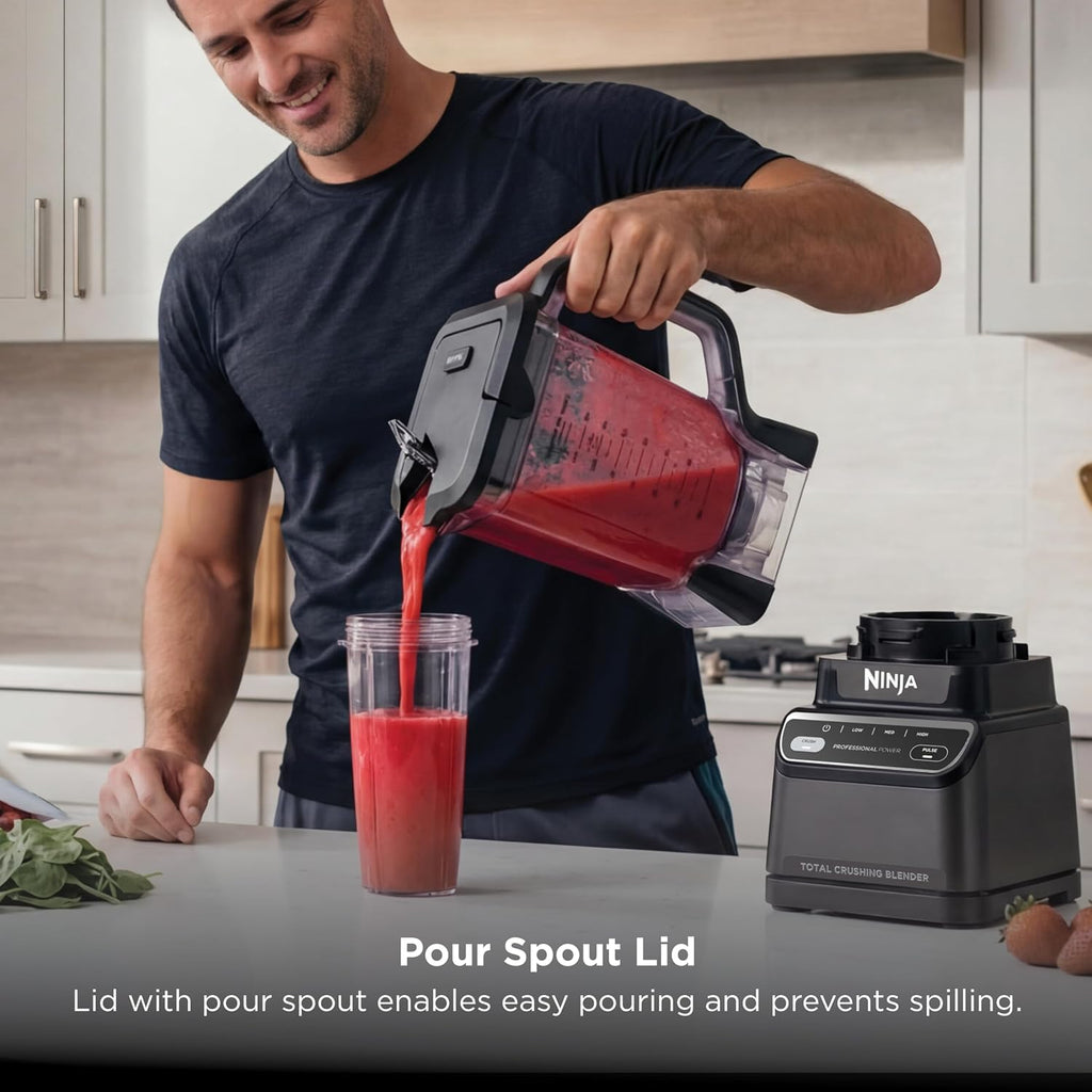 Mixeur Professionnel Ninja 2.0 | Pour Smoothies, Boissons, Broyeur, Broyeur à Glace | Technologie Total Crushing, Programme Auto-iQ, Puissance 1200W, Pichet XL 2,1 L | Gris Foncé | BR201AMZ
