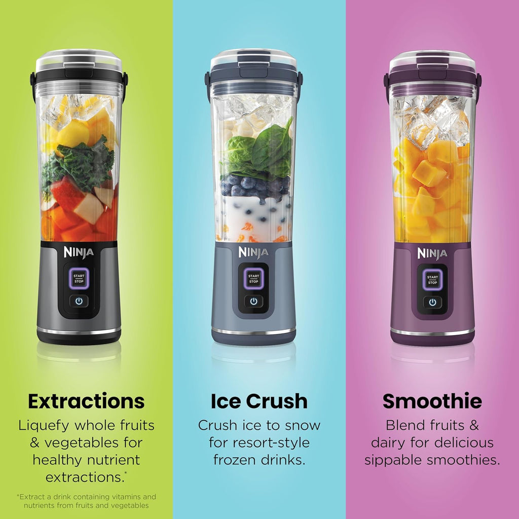 Mélangeur portatif Ninja BC151CR Blast, sans fil, bol de 530 ml, mélangeur personnel pour boissons frappées et smoothies, sans BPA, couvercle antifuite et bec verseur, rechargeable par USB-C, pièces lavables au lave-vaisselle, rouge canneberge