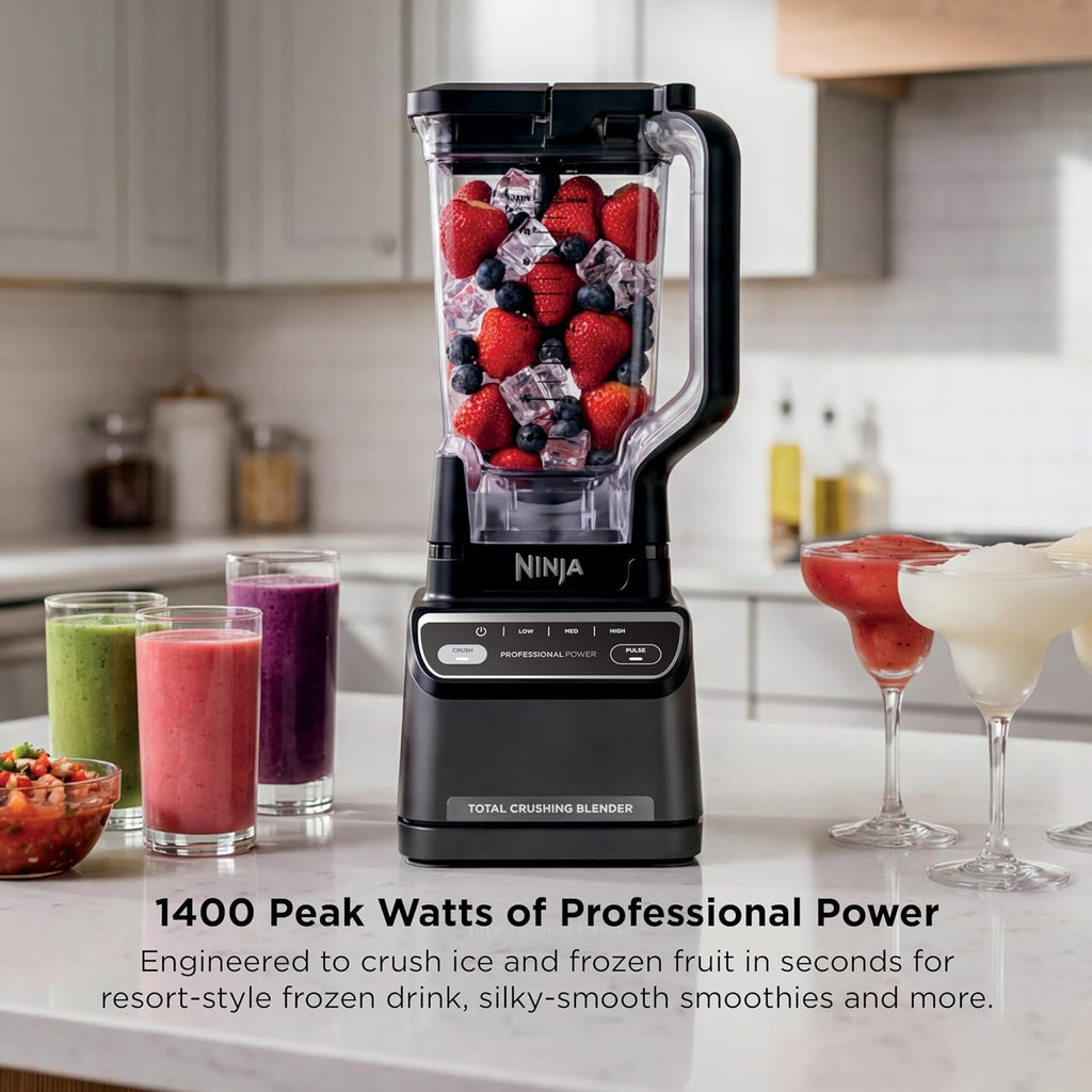 Mixeur Professionnel Ninja 2.0 | Pour Smoothies, Boissons, Broyeur, Broyeur à Glace | Technologie Total Crushing, Programme Auto-iQ, Puissance 1200W, Pichet XL 2,1 L | Gris Foncé | BR201AMZ
