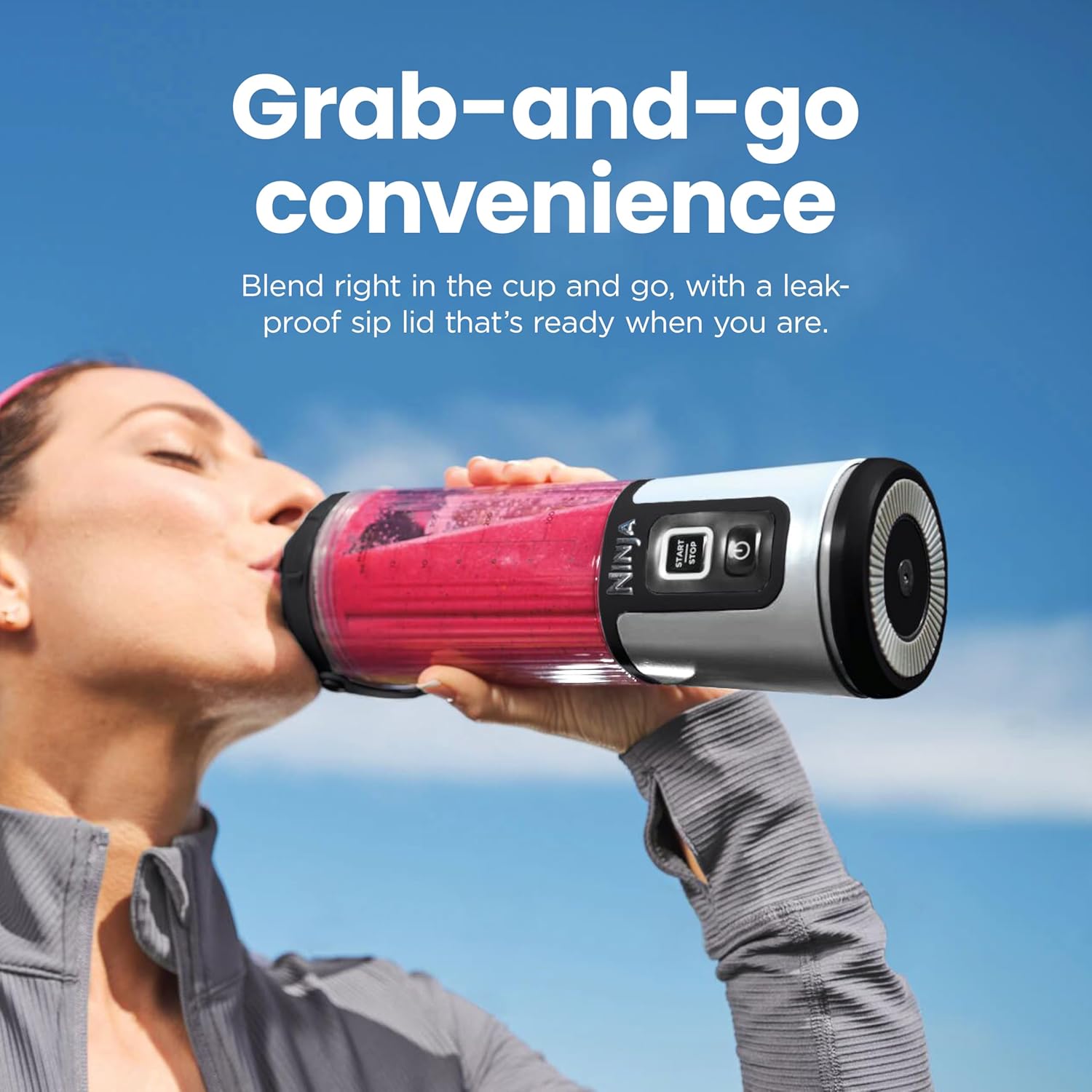 Mélangeur portatif Ninja BC151CR Blast, sans fil, bol de 530 ml, mélangeur personnel pour boissons frappées et smoothies, sans BPA, couvercle antifuite et bec verseur, rechargeable par USB-C, pièces lavables au lave-vaisselle, rouge canneberge