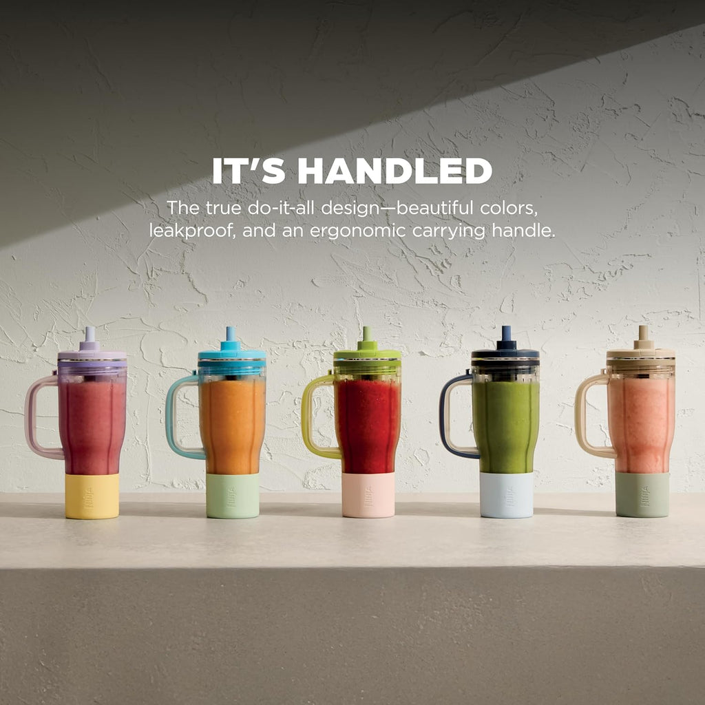 Ninja Blendboss™ | Mixeur personnel pour smoothies et boissons glacées | Gobelet de voyage de 769 ml avec couvercle étanche, bec verseur et paille détachable | Technologie Auto-iQ | Pastèque Bubble Gum | DB351GN