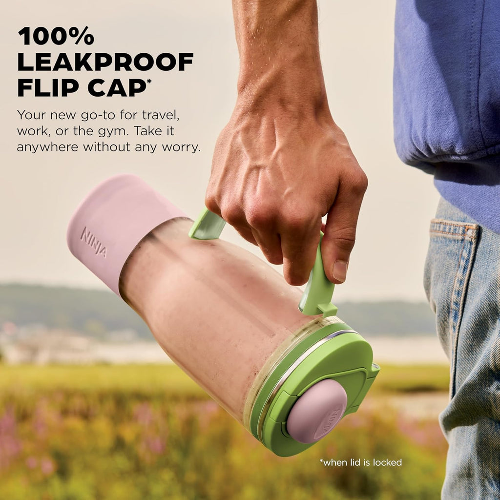 Ninja Blendboss™ | Mixeur personnel pour smoothies et boissons glacées | Gobelet de voyage de 769 ml avec couvercle étanche, bec verseur et paille détachable | Technologie Auto-iQ | Pastèque Bubble Gum | DB351GN