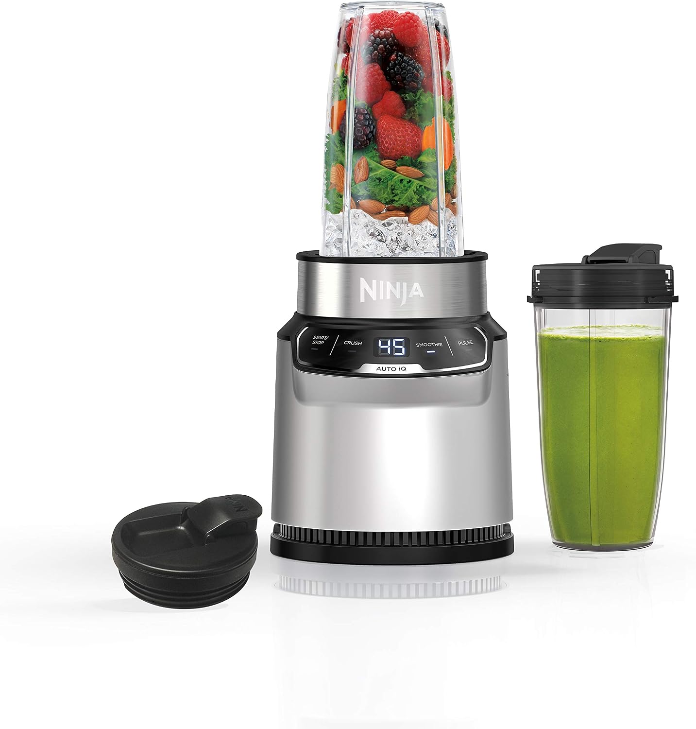 Ninja Fit Compact Personal Blender | For Smoothies, Shakes & Frozen Drinks | (2) 16-oz. To-Go Cups with Spout Lids | 700-Watt Countertop | Black | QB3001SS