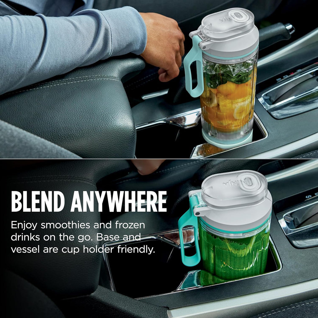 Ninja Blast Max, Mixeur portable + Twist & Go, Pour smoothies individuels, Mixe, Pile la glace, 3 programmes, Sans fil, Récipient amovible de 650 ml, Compatible lave-vaisselle, Anti-fuite, Bleu marine, BC251NV
