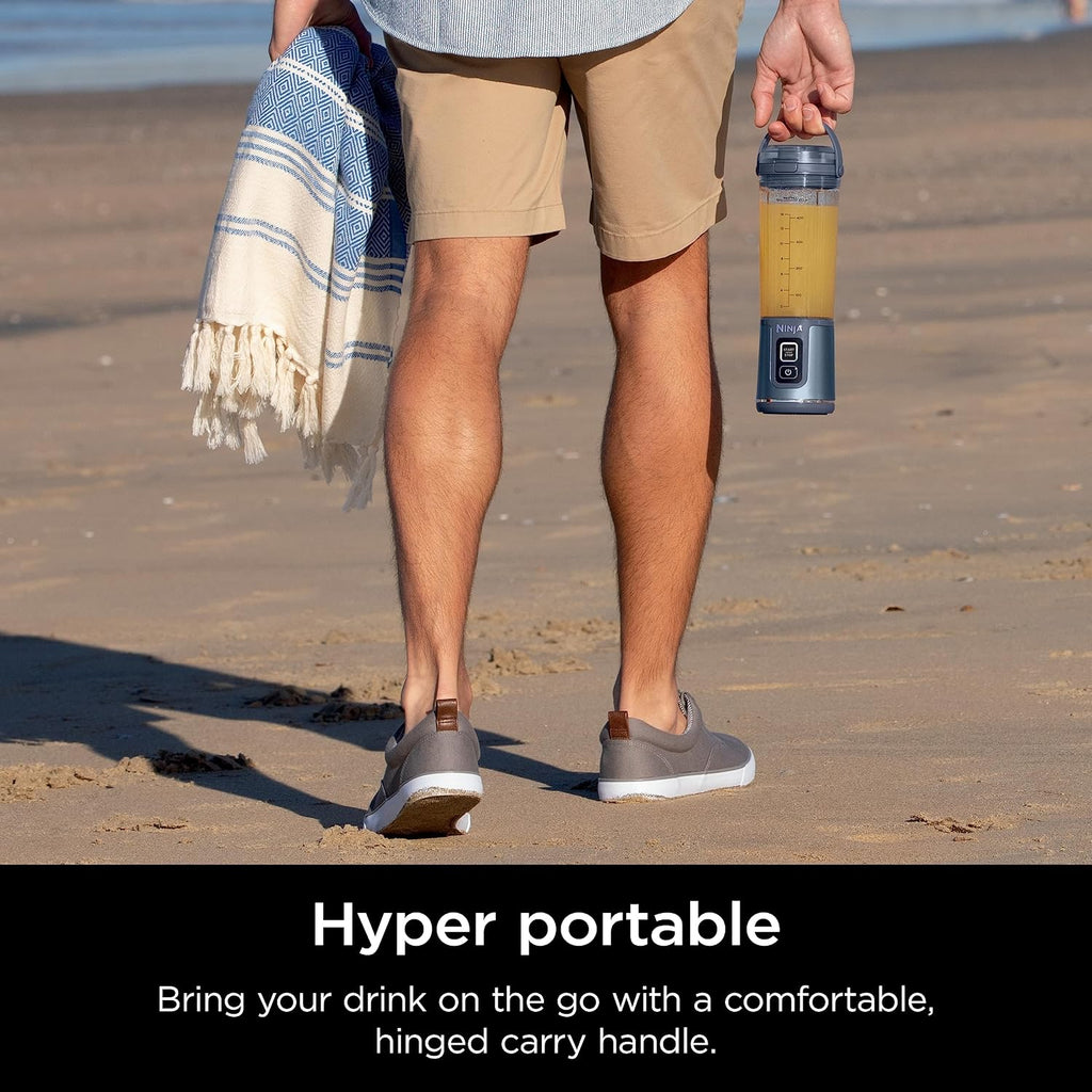Mixeur portable Ninja BC151NV Blast, sans fil, récipient de 530 ml, mixeur personnel pour shakes et smoothies, sans BPA, couvercle étanche et bec verseur, rechargeable par USB-C, lavable au lave-vaisselle, bleu jean (reconditionné)